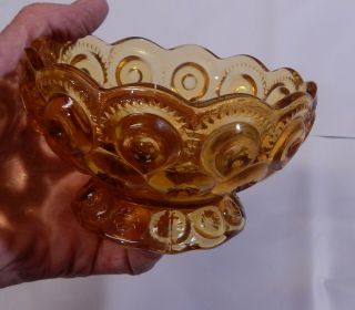 L.  E.  Smith Glass Amber Moon And Stars Open Compote Candy Dish 4 3/4 X 2 3/4 "
