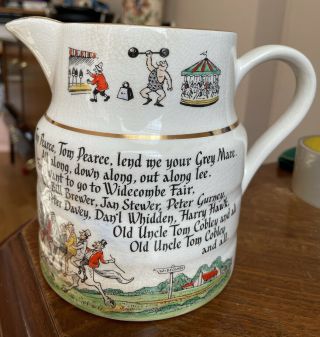 Lord Nelsoin Pottery Antique Milk Water Jug Widecombe Fair Motto Ware Tom Pearce