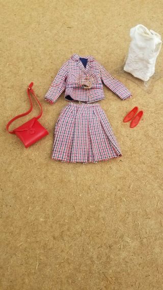 Vintage 1965 Francie Barbie Checkmate Outfit Complete With Htf Red Purse