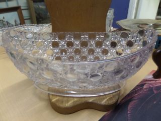 Vintage Clear Pressed Glass Oval Boat Shape Serving Bowl Dish 10 " X 5.  5 " X 4 "