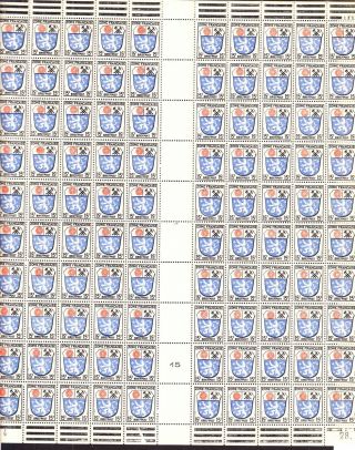Germany: 1945 French Occupation.  Complete Sheet Of 100 Sg F8