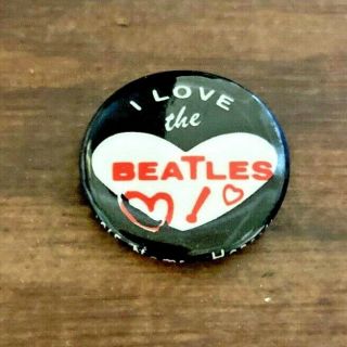 Vintage Beatles Pin Back Button Love The Beatles