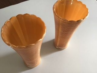 Vintage Fire King Peach Luster 2 Vases