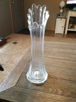 Vintage Clear Stretch Swung Bud Vase 12 " Tall