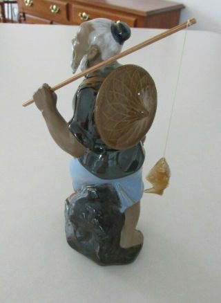 Vintage 1960s Chinese Mudman Shiwan Artistic Ceramic Factory Fisherman Figurine 3
