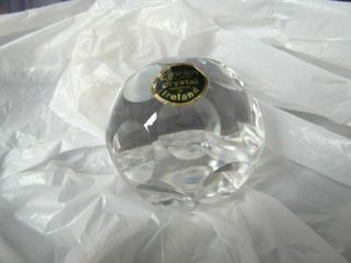 Cavan Irish Crystal Glass Hand Cut Faceted Golf Ball Shape Paperweight.  Ireland