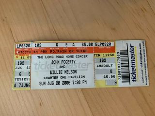 John Fogerty / Willie Nelson 2006 Full Concert Ticket (chicago)