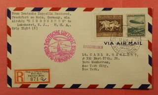 1936 Germany Hindenburg Zeppelin Flight Frankfurt Registered To Usa
