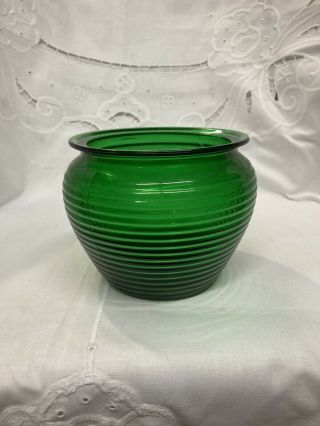 Mid - Century Vintage Napco Glass Division Green Ribbed Art Glass Vase