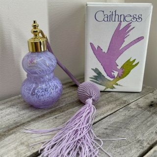 Vintage Caithness Glass Handmade Scotland Perfume Bottle Purple Swirl D4