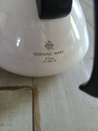 Vtg Corning Ware Tea Pot With Lid 6 Cup P - 104 - 8 Shiny Cond 2