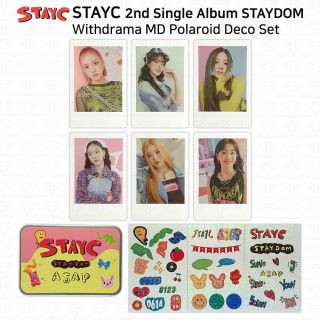 Stayc Asap Staydom Official Md Polaroid Photocard Sticker Set Tincase Kpop K - Pop