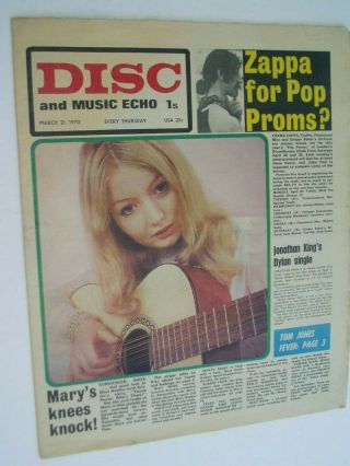 Disc Pop Paper.  21st March 1970.  Mary Hopkin. ,  Frank Zappa. ,  Doors