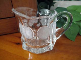 Vintage Fostoria Coin Dot Cream Creamer Crystal And Frosted Coin