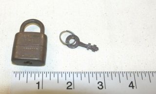 Vintage Antique Mini Padlock " Brass " With 1 Key - Good