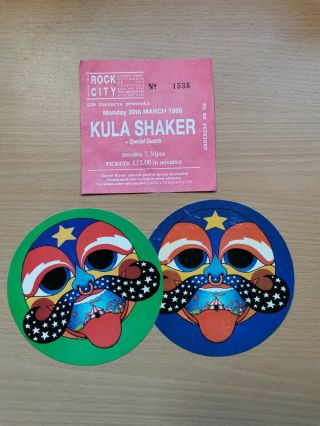 Kula Shaker Concert Ticket And Stickers From 1998