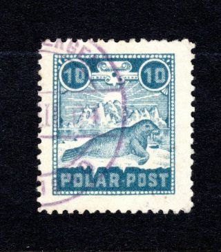 Norway 10 Ore Polar Post Local Stamp Depicting Walrus Fine Bergen Cancel