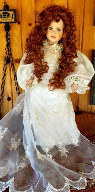 Vtg Porcelain Doll By Thelma Resch 28 " Bride Masterpiece Gallery 2002 Gorgeous
