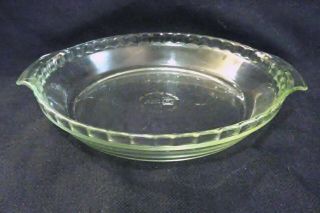 Vintage Anchor Hocking Clear Glass Pie Dish 1.  5 Qt Pan 9 " 470 W Scalloped Edge