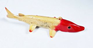 Bear Creek Small Pike Decoy Lure Red Head Flitter Made In Mi C 1950s