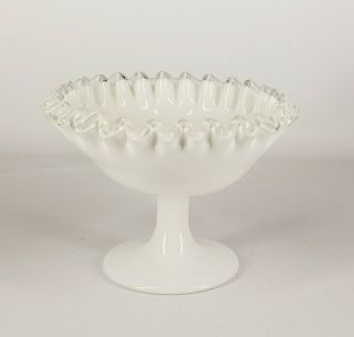 Vintage Fenton Silver Crest Pedestal Compote/candy Dish/ White Milk Glass