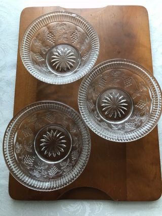 Vintage Small Pressed Glass Bowls,  Clear,  No Chips Or Cracks,  3 Bowls
