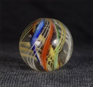 51/64 " Antique German Handmade Colorful " Divided Core " Swirl Marble