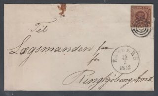 Denmark 1852.  Dom.  Folded Cover With Mute And Antikva Canc.  " Randers ".