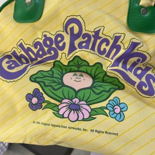 Vintage 1984 Cabbage Patch Kids Yellow Overnight Duffle Bag Luggage Travel Doll 2