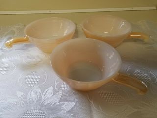 Fire King Peach Dishes Set Of 3 Oven Ware Usa Vintage Fire King