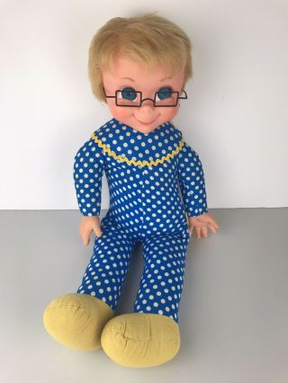 Vtg 1967 Mattel Mrs.  Beasley Doll W/ Glasses And Collar Non Talking 22”