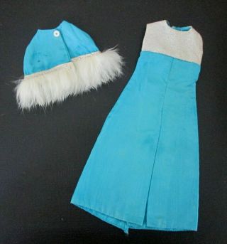 Vintage Mod Barbie Clone Outfit: Turquoise Blue Cape & Dress