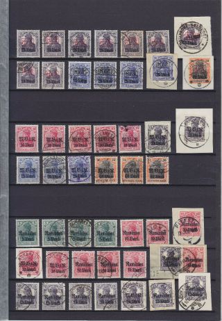 Romania German Occupation,  Wwi 1917 - 1918,  100 Stamps,  Varieties,  Cancels
