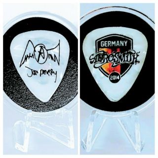 Aerosmith Band Logo Joe Perry Signature 2014 Germany Guitar Pick In Display