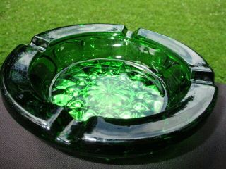 Mid Century Emerald Green Glass Ashtray Reuse Cream Cheese Spread Bowl