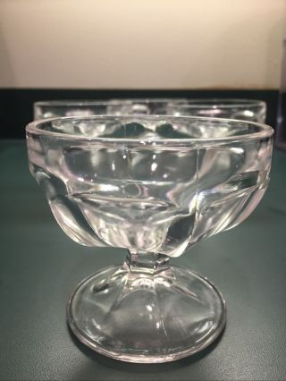 4 Vintage Clear Glass Panel Footed Sherbet,  Fruit,  Ice Cream Dessert Bowls