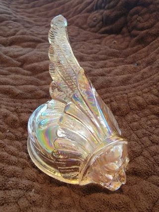 Guernsey Bennett PINK Carnival Glass 1926 PONTIAC Indian Hood Ornament Cap 2