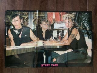 Vintage Stray Cats Poster 23x34 With Brian Setzer Lee Rocker And Jim Phantom