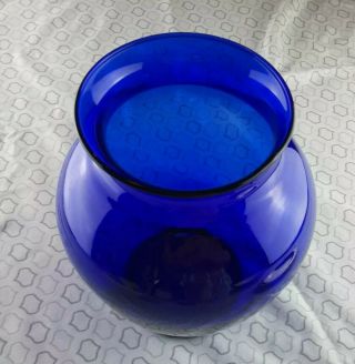 Vintage Cobalt Blue Glass Vase 8 " Tall Ginger Jar Shaped