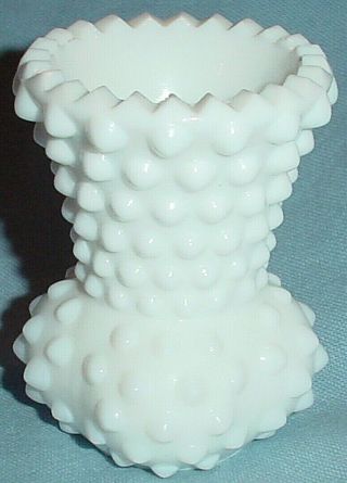 Vintage Hobnail Milk Glass Toothpick/candle Holder Fenton 2.  75 "