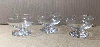 3 Clear Glass Footed Dessert Fruit Sherbet Ice Cream Bowl Dishes 4 " Diameter