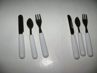 Pleasant Co American Girl Molly Silverware Ceramic Handle Fork Knife Spoon Set 6
