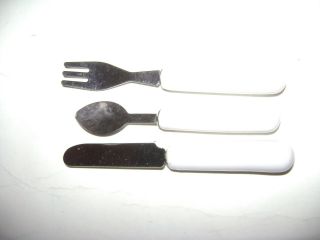 Pleasant Co American Girl Molly Silverware Ceramic Handle Fork Knife Spoon Set 6 2