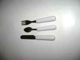 Pleasant Co American Girl Molly Silverware Ceramic Handle Fork Knife Spoon Set 6 3