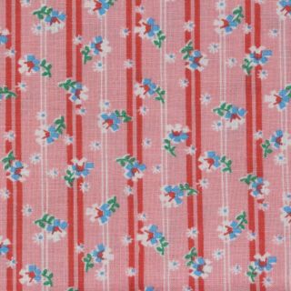 1/2 Yard Vintage Fabric 36 " Wide X 18 " Pink Stripe Floral