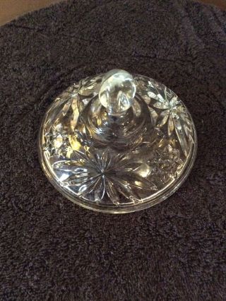 Vintage Starburst Clear Glass Lid For Candy Dish 5 1/4” Diameter