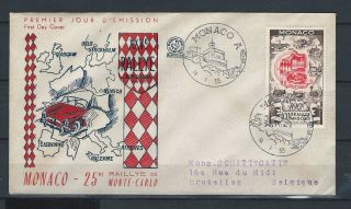 Monaco 1955 Monte Carlo Automobile Rally Stamp On Cacheted Fdc