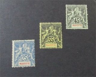 Nystamps French Mayotte Stamp 11//15 Og H $55 L2y2088