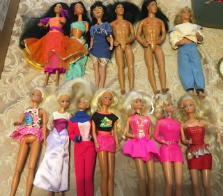 13 Mattel Barbie Dolls And Disney 
