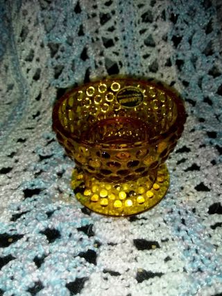 Vintage Fenton Amber Hobnail Glass Footed Votive Candle Holder